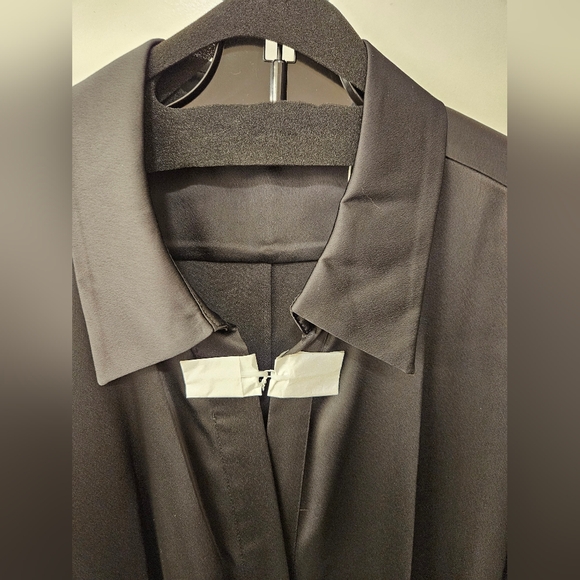 NWT - Vince Nouveau Magnolia Black Long Sleeve Satin Shirt Dress - Size XL - Picture 4 of 15